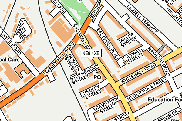 NE8 4XE map - OS OpenMap – Local (Ordnance Survey)