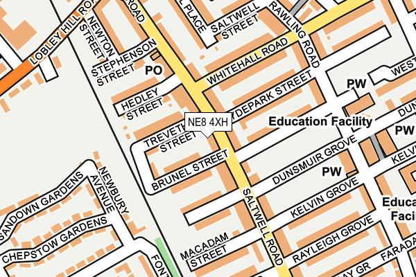 NE8 4XH map - OS OpenMap – Local (Ordnance Survey)