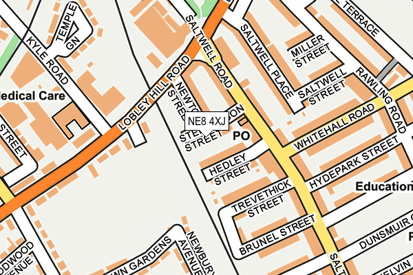 NE8 4XJ map - OS OpenMap – Local (Ordnance Survey)