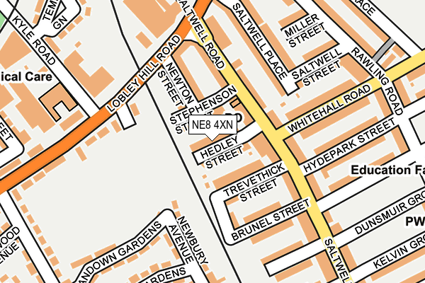 NE8 4XN map - OS OpenMap – Local (Ordnance Survey)