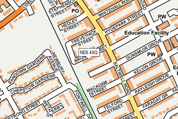 NE8 4XQ map - OS OpenMap – Local (Ordnance Survey)
