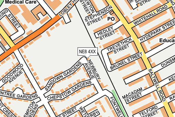 NE8 4XX map - OS OpenMap – Local (Ordnance Survey)