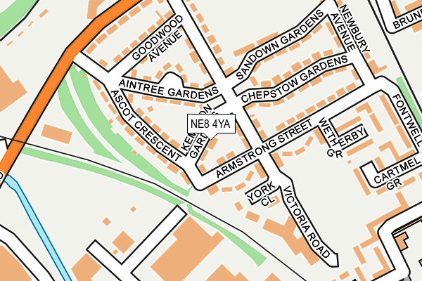NE8 4YA map - OS OpenMap – Local (Ordnance Survey)