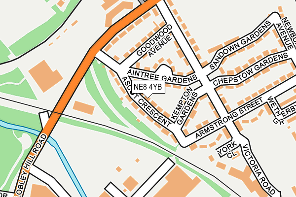NE8 4YB map - OS OpenMap – Local (Ordnance Survey)