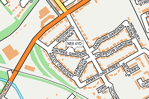 NE8 4YD map - OS OpenMap – Local (Ordnance Survey)