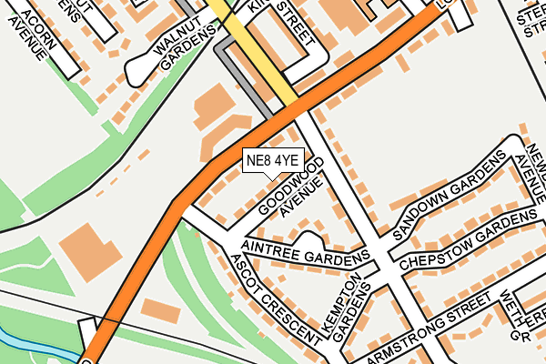 NE8 4YE map - OS OpenMap – Local (Ordnance Survey)