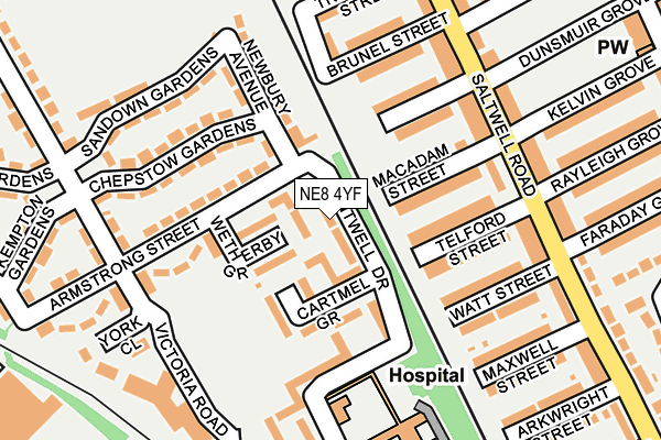 NE8 4YF map - OS OpenMap – Local (Ordnance Survey)
