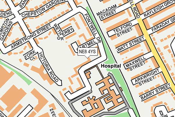 NE8 4YS map - OS OpenMap – Local (Ordnance Survey)