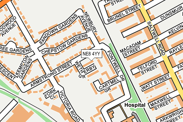 NE8 4YY map - OS OpenMap – Local (Ordnance Survey)