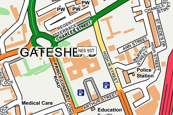 NE8 9ST map - OS OpenMap – Local (Ordnance Survey)