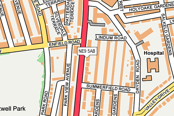 NE9 5AB map - OS OpenMap – Local (Ordnance Survey)