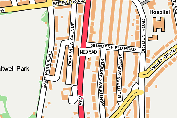 NE9 5AD map - OS OpenMap – Local (Ordnance Survey)