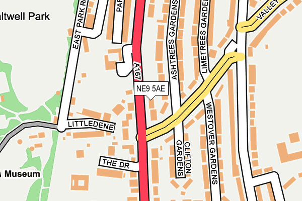 NE9 5AE map - OS OpenMap – Local (Ordnance Survey)