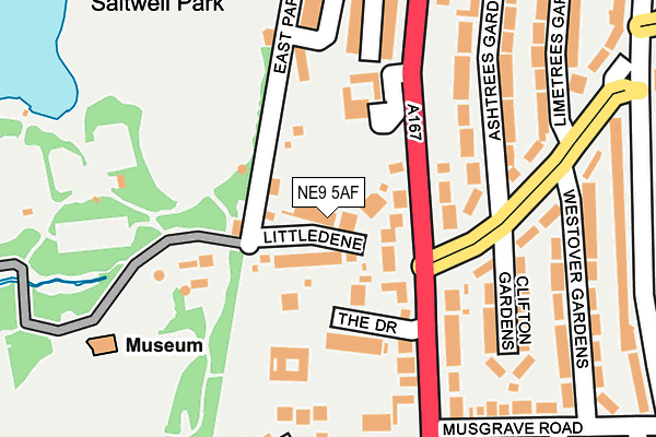 NE9 5AF map - OS OpenMap – Local (Ordnance Survey)