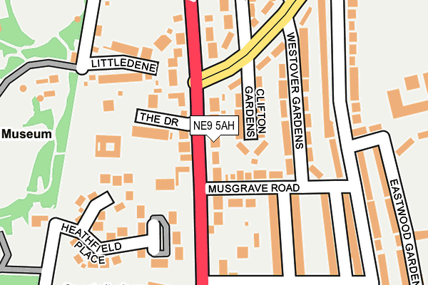 NE9 5AH map - OS OpenMap – Local (Ordnance Survey)