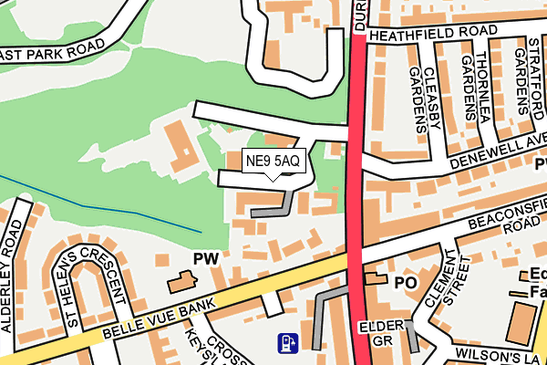 NE9 5AQ map - OS OpenMap – Local (Ordnance Survey)