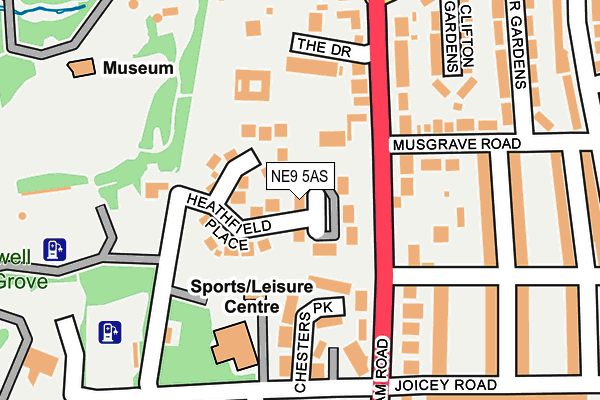 NE9 5AS map - OS OpenMap – Local (Ordnance Survey)