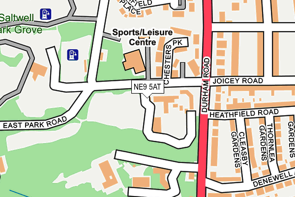 NE9 5AT map - OS OpenMap – Local (Ordnance Survey)