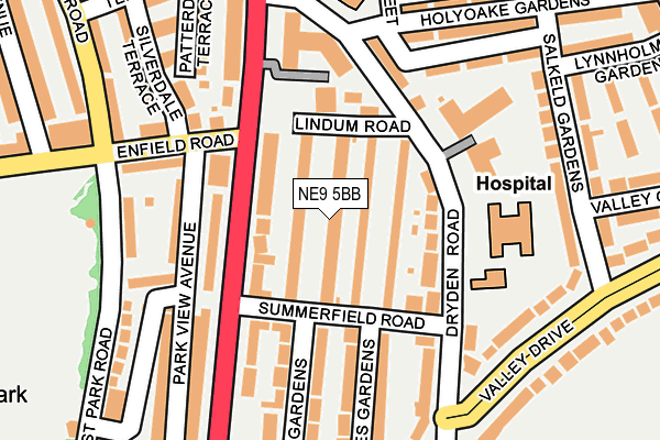 NE9 5BB map - OS OpenMap – Local (Ordnance Survey)