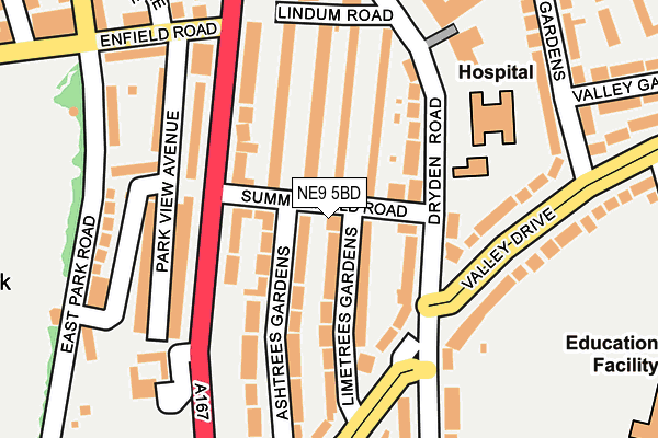 NE9 5BD map - OS OpenMap – Local (Ordnance Survey)
