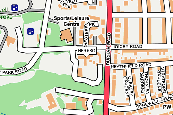 NE9 5BG map - OS OpenMap – Local (Ordnance Survey)