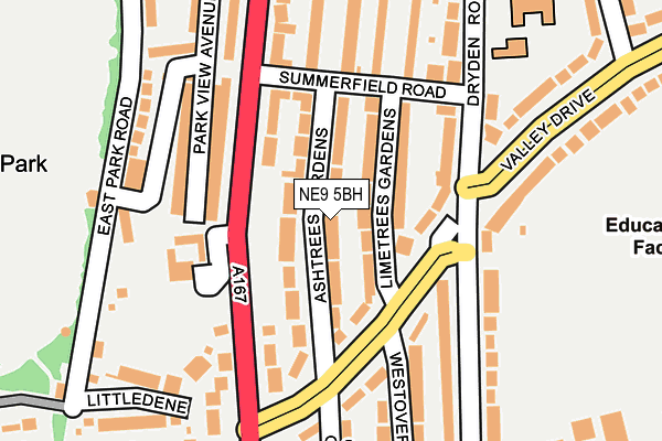 NE9 5BH map - OS OpenMap – Local (Ordnance Survey)