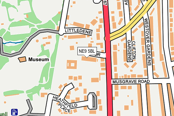 NE9 5BL map - OS OpenMap – Local (Ordnance Survey)
