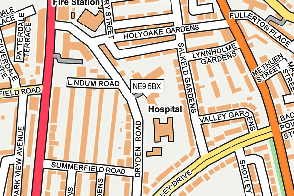 NE9 5BX map - OS OpenMap – Local (Ordnance Survey)