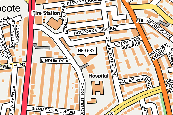 NE9 5BY map - OS OpenMap – Local (Ordnance Survey)