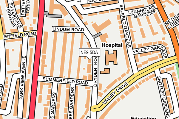 NE9 5DA map - OS OpenMap – Local (Ordnance Survey)