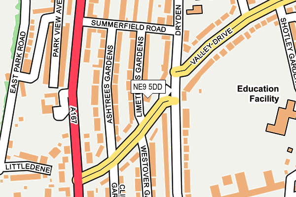 NE9 5DD map - OS OpenMap – Local (Ordnance Survey)