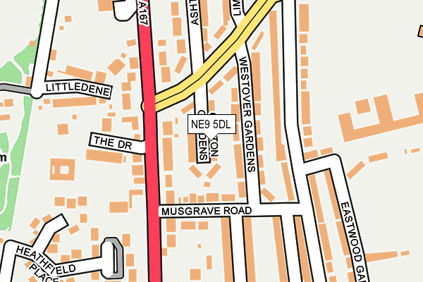 NE9 5DL map - OS OpenMap – Local (Ordnance Survey)