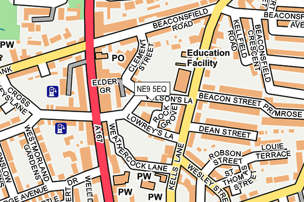 NE9 5EQ map - OS OpenMap – Local (Ordnance Survey)