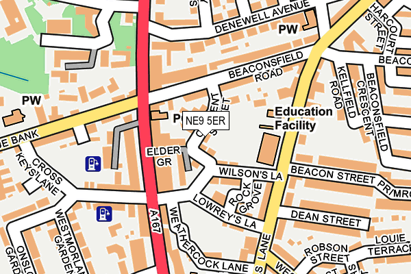 NE9 5ER map - OS OpenMap – Local (Ordnance Survey)