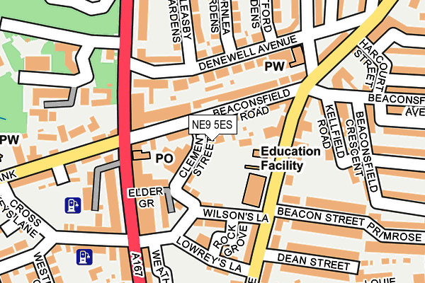 NE9 5ES map - OS OpenMap – Local (Ordnance Survey)