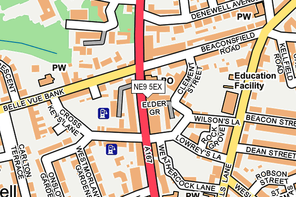 NE9 5EX map - OS OpenMap – Local (Ordnance Survey)