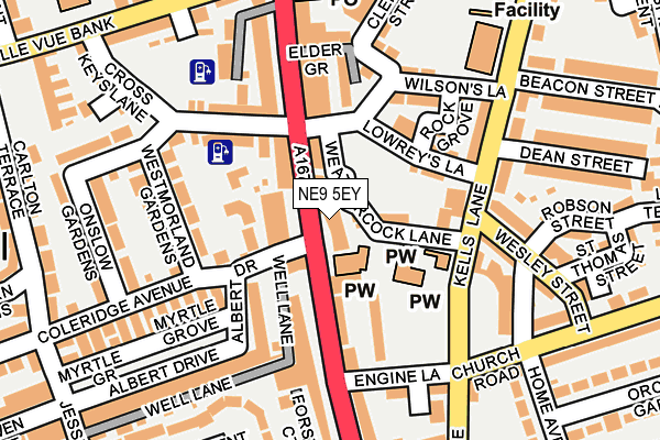 NE9 5EY map - OS OpenMap – Local (Ordnance Survey)