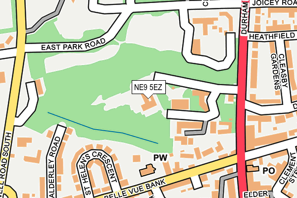 NE9 5EZ map - OS OpenMap – Local (Ordnance Survey)