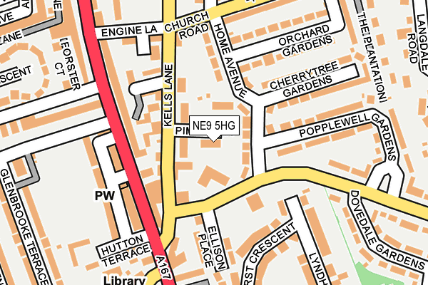 NE9 5HG map - OS OpenMap – Local (Ordnance Survey)
