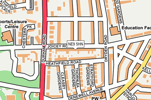 NE9 5HN map - OS OpenMap – Local (Ordnance Survey)