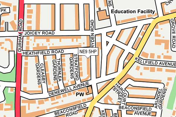 NE9 5HP map - OS OpenMap – Local (Ordnance Survey)