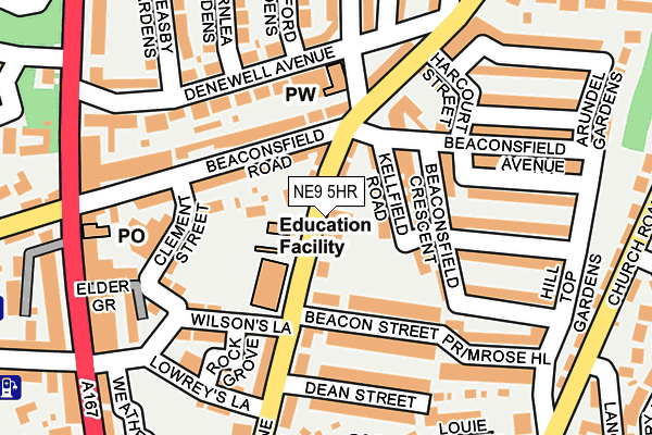 NE9 5HR map - OS OpenMap – Local (Ordnance Survey)