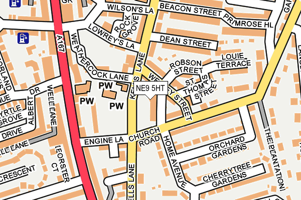 NE9 5HT map - OS OpenMap – Local (Ordnance Survey)