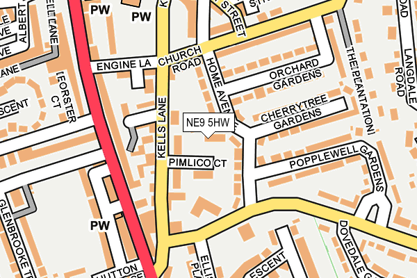 NE9 5HW map - OS OpenMap – Local (Ordnance Survey)