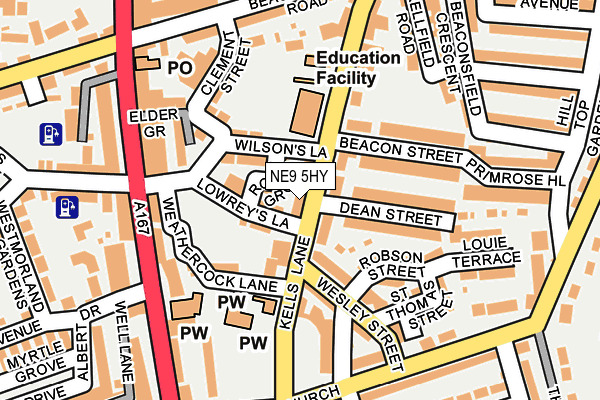 NE9 5HY map - OS OpenMap – Local (Ordnance Survey)