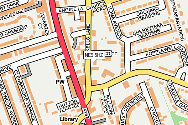 NE9 5HZ map - OS OpenMap – Local (Ordnance Survey)