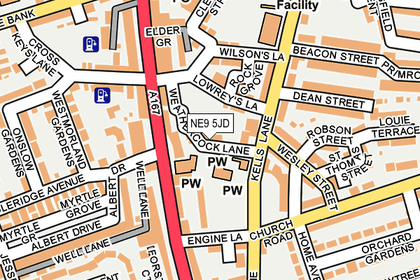 NE9 5JD map - OS OpenMap – Local (Ordnance Survey)