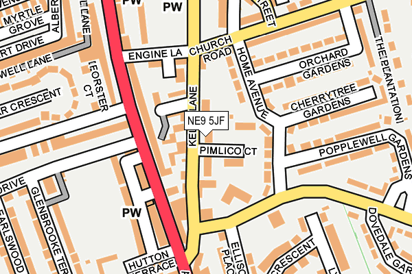 NE9 5JF map - OS OpenMap – Local (Ordnance Survey)