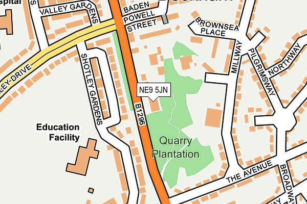 NE9 5JN map - OS OpenMap – Local (Ordnance Survey)