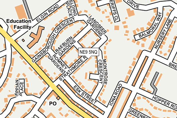 NE9 5NQ map - OS OpenMap – Local (Ordnance Survey)